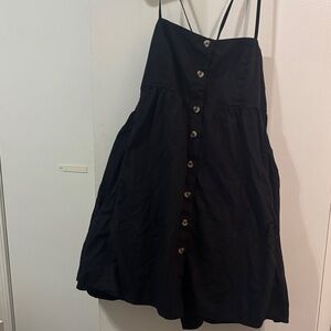 BDG Black A-Line Button-Front Skirt